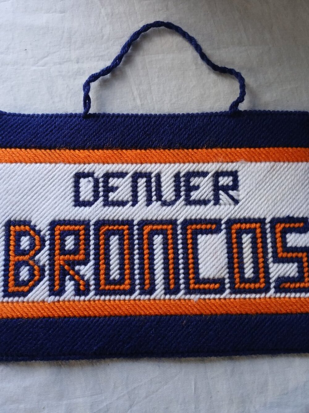 Denver Broncos Navy/Orange Handstitched 7 x 10 Sign